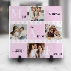 Azulejo personalizado com foto e nome tamanho 15X15 cm presente Dia das Mães