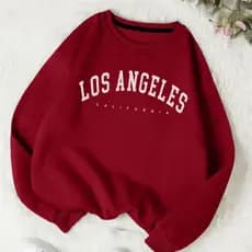 Moletom Feminino Gola Careca Flanelado Los Angeles Moleton Quentinho ENVIO RÁPIDO