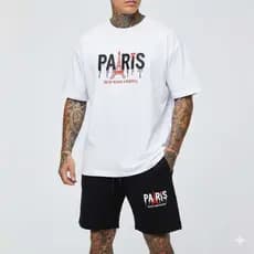 Conjunto Paris Masculino – Camiseta 100% Algodão + Bermuda Tectel Estilo Streetwear Premium