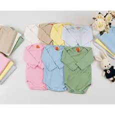 Kit 3 Body Manga Longa Canelado 100% Algodão Menina ou Menino Enxoval de Bebe P, M, G