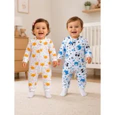 Macacão Longo Infantil Estampado com Zíper – Confortável e Quentinho para Bebê