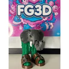 Lirilì Larilà Elefante Cactu Articulado - 10cm com Sandálias Exclusivas BRAINROT  Impresssão 3D