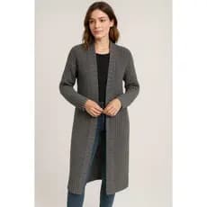Cardigan comprido, casaco sem botão de lã tricot longo manga longa grosso inverno, tricot lançamento