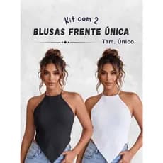 Kit com 2 Blusas Frente Única Feminina Tricot Modal Liso Amarração nas Costas Tricô Moderno