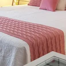 Peseira Tricô Trançada Cama e Sofá Manta Tricot Trabalhada Decorativa Luxo Confortável