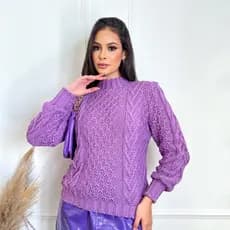 Blusa de lã, suéter trançado tricot, tricô para inverno feminino, flot gola alta soltinho