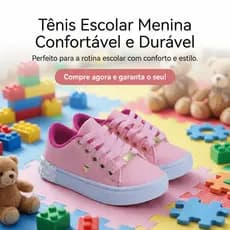 Tênis Menina Casual Para o Dia a Dia |  Leve, Confortável e Combina Com Tudo Do 25 ao 36| COMPRE JÁ!