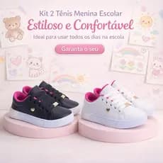 Kit 2 Tênis Menina Escolar Confortável e Estiloso, Ideal Para Usar Na Escola 25 ao 36 | GARANTA JÁ!