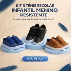 Kit 3 Tênis Escolar Infantil Menino Resistente | Segurança e Conforto em Cada Passo | COMPRE AGORA!
