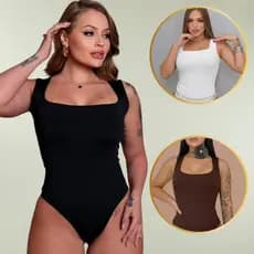Body Regata Suplex Modelo Decote Quadrado Feminino Body Collant Moda Gringa