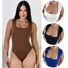 Body Feminino Decote Quadrado Regata Com Forro Elegante Collant Suplex Premium Moda Feminina