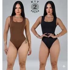 Kit 2 Body Feminino Decote Quadrado Regata Com Forro Elegante Collant Suplex Premium Moda Feminina