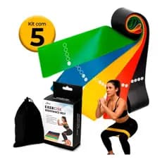 Kit 5 Faixa Elástica Super Mini Band Para Treino Exercícios Preto Vermelho Azul Amarelo E Verde