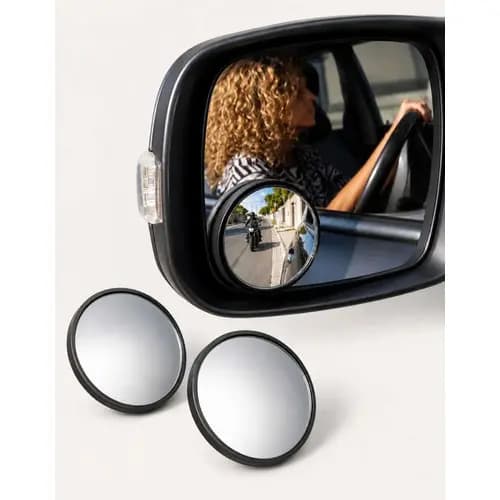 Kit 2 Espelhos Convexos Retrovisor Ponto Cego Carro Moto Adesivo Ângulo Morto Visão Traseira Universal Preto