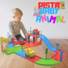 Pista Infantil Pista Baby Animal com 02 Carrinhos Brincar e Crescer - DivPlast