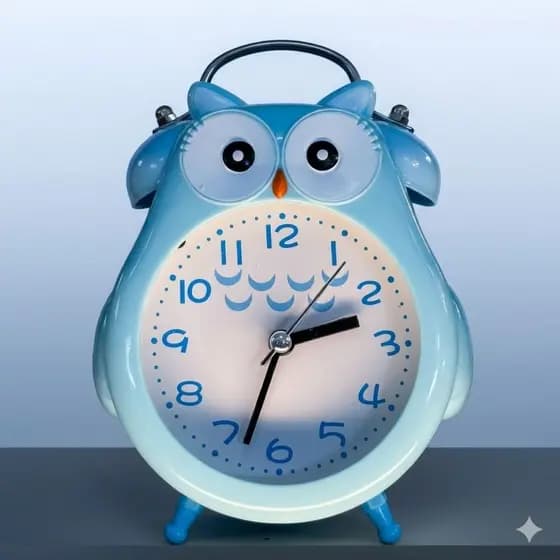 relogio despertador antigo formato coruja azul