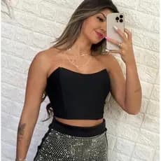 Cropped Morcego Corselet Tomara Que Caia Com Bojo PROMOÇÃO