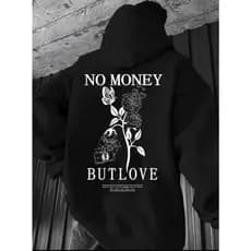 Moletom Canguru No Money  But Love Capuz e Bolso Flanelado Unissex Masculino Feminino Blusa De Frio