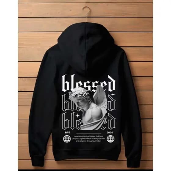 Blusa de Moletom Masculino Respect Blessed Angel Canguru
