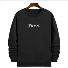 Moletom masculino gola careca estampado street blessed (FRENTE)
