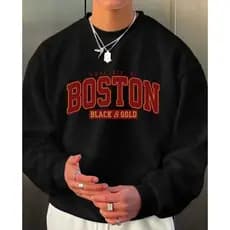 Moletom Masculino Blusa De Frio Unisex Flanelado Estapado Boston Gold