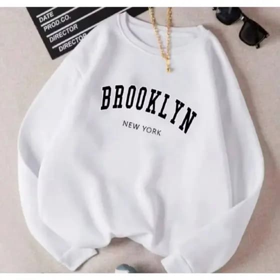 POLAR BEAR Moletom careca Sem Capuz Confortavel Algodão Estilo Ideal Para O Inverno Estampado Brooklyn