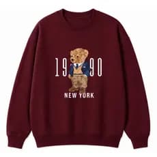 POLAR BEAR Moletom Careca Sem Capuz Casual Estilo Ideal Para O Inverno Confortavel Estampado 1990