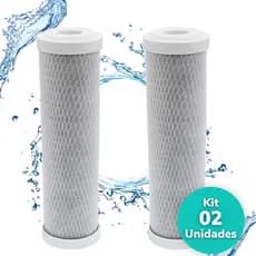 Kit 2 Filtros Refil Carvão Ativado Carbon Block 10 - Para Filtragem e Tratamento de água Promoção Barato Oferta
