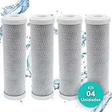 Refil Filtro Carvão Ativado Carbon Block 10 X 2,5 4 Unidades purificador elemento filtrante