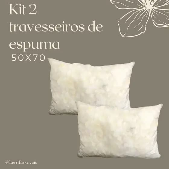 Kit 2 Travesseiro Flocos de Espuma 70cm x 50cm