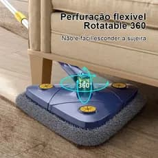 Esfregão Mop Rodo De Limpeza Ajustável Giratória 360° Triangular  Microfibra