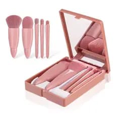 Mini Estojo De Maquiagem Portátil Com 5 Pcs Pincéis e Espelho Bolso