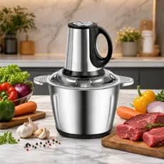 Multiprocessador Elétrico com Alça  3L Picador de Carne, Alho e Legumes + Descascador de alho