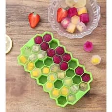 Forma de Gelo de Silicone Colmeia Flexível com Tampa 37 Cavidades Indue para Bebidas e Drinks