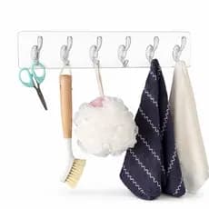 Kit 6 Ganchos Adesivos  Parede Transparente Suporte Cabide Pendura Vassoura  2kg