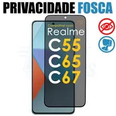 Película Privacidade Fosca Cerâmica Xiaomi Realme C55 C65 C67 Anti Espião 9D Anti Reflexo