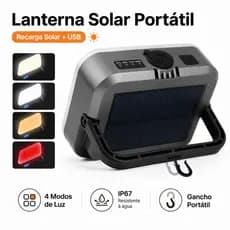 Uniwity Lanterna Solar Portátil Recarregável USB IP67 Luz Forte 4 Modos para Camping Emergência e Uso Externo