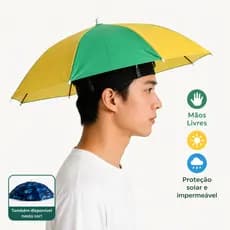 Guarda-Sol de Cabeça Dobrável 69cm Leve Mãos Livres Proteção Solar e Chuva Fina para Pesca Praia