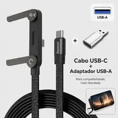 Cabo de dados USB-A/C para USB-C de 240 W, com suporte dobrável 2 em 1, compatível com computadores e celulares