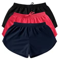 KIT 3 short  tactel feminino para praia corrida caminhada soltinho e confortável de secagem rápida P ao EXG