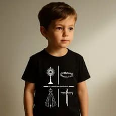 Camiseta Infantil Criança Camisa Católica Estampada É Lindo Ser Católico 100% Algodão Camisa Premium