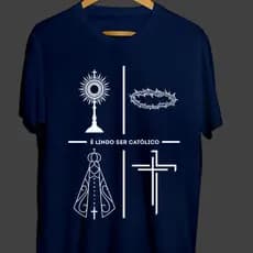 Camiseta Unissex Blusa Católica Estampada É Lindo Ser Católico100% Algodão Camisa Premium