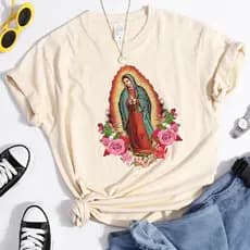 Camiseta Virgem Maria de Guadalupe roupa camisa Blusa Catolica Religião 100% Algodão Edição limitada