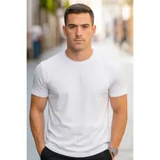 Camiseta Masculina Branca e Preta 100% Algodão Manga Curta Gola Redonda Casual Streetwear Verão
