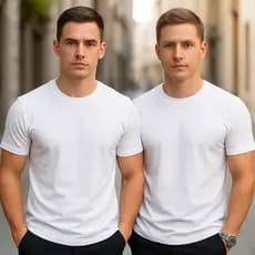 Camiseta Masculina Kit 1/2 Branca e Preta 100% Algodão Manga Curta Gola Redonda Casual Verão