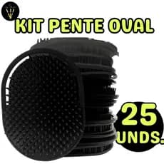 Kit 25 Pente Pata Pata Escova Oval Cor Preto c/ 25 Unidades - Cabelo Masculino Cabelo Curto