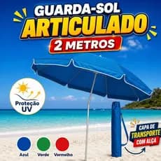 Guarda-Sol 2 Metros Articulável Reforçado Proteção UV Com Capa p/ Transporte