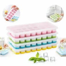 Kit 4 Formas de Gelo Silicone Com Tampa Rígida e Flexível Cubo de Gelo Multiuso Lavável