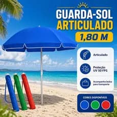 Guarda Sol Grande Articulável Uv 1,85m Item de Praia Piscina Respirável Verão  Resistente +