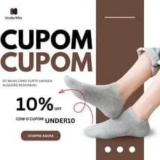 Kit 24 Meia Feminina Cano Curto 35-38 Algodão Respirável Confortável Cores Sortidas Branco ou Preto